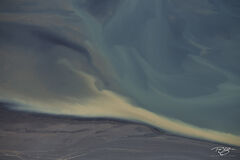 Abstract aerial photograph of Iceland's colourful Þjórsá river