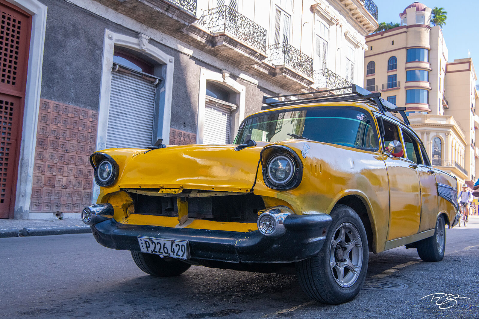 Meter's Running Vintage Collectivo Car on the streets of Havana, Cuba