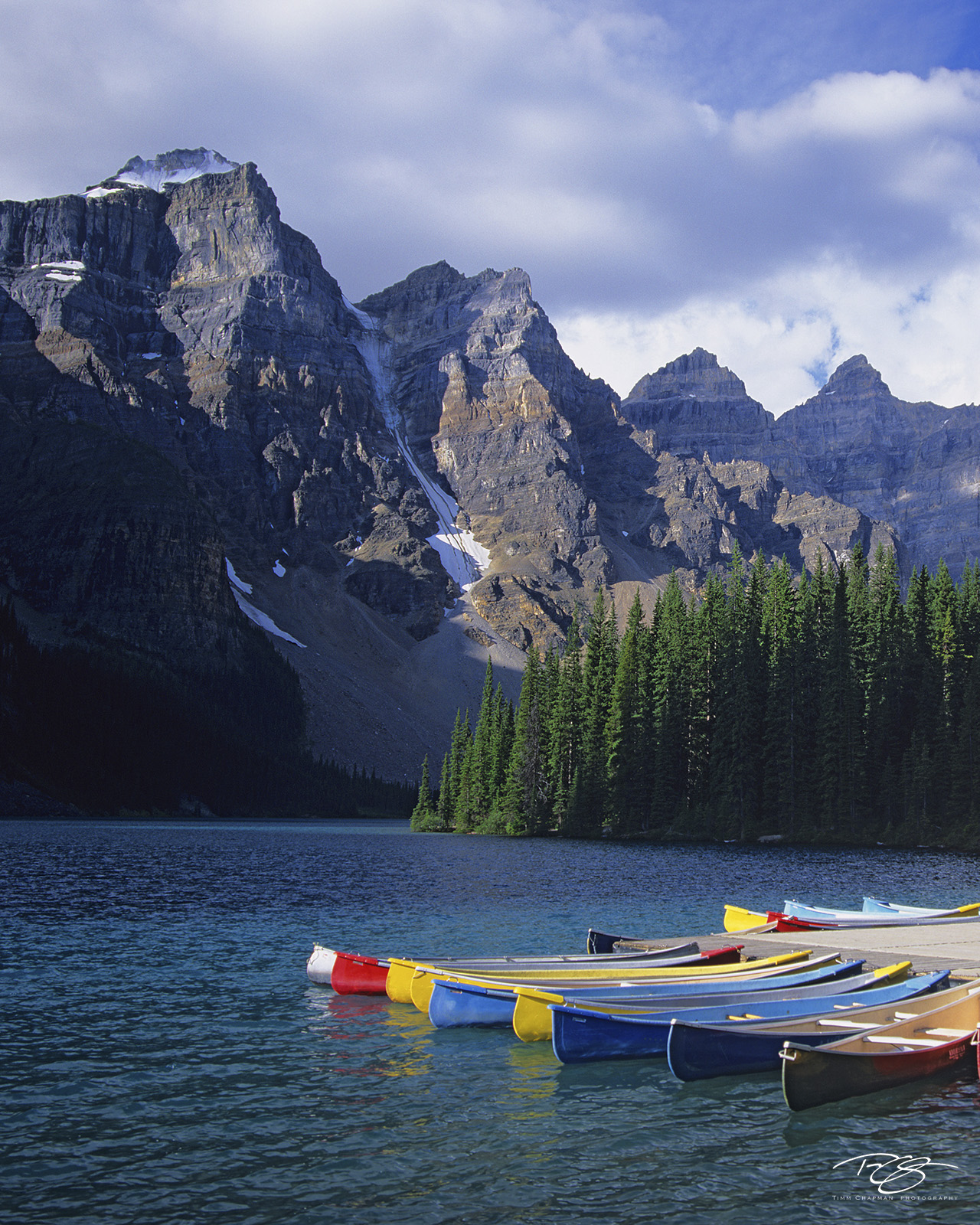 Moraine Lake The glacier-fed lakes of the Canadian Rockies are filled with a fine silt that give the water a breathtaking turquoise colour...