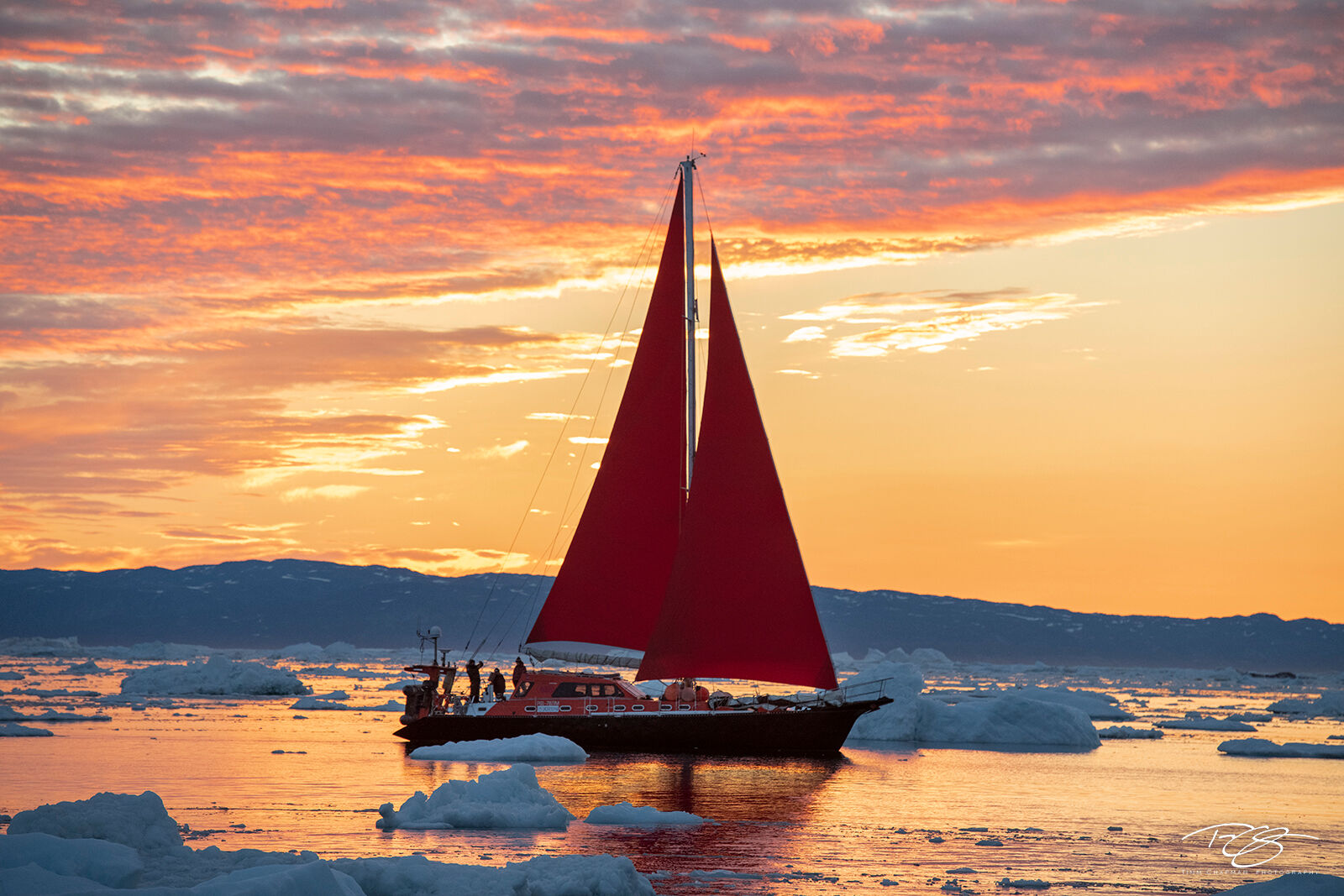 Sailor's Warning A Red Sky in the Morning gives caution to sailors navigating the ice in Greenland's Disko Bay