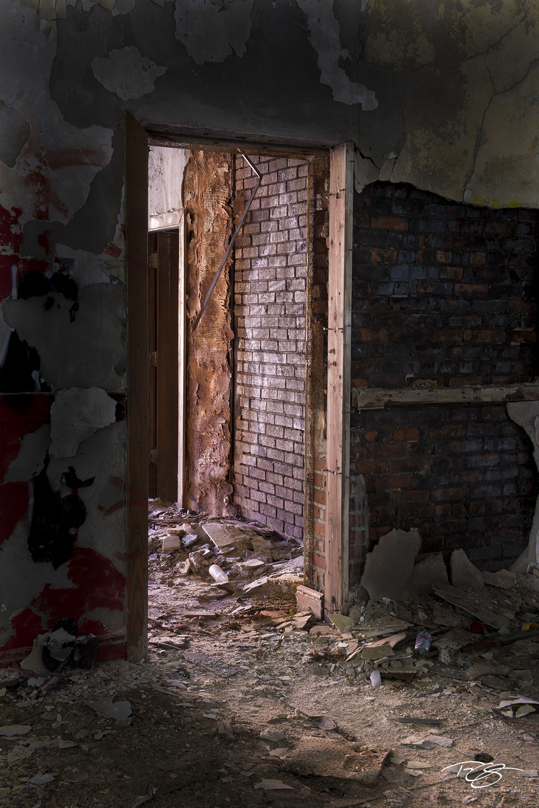To the Brickyard The Brick walls try valiantly to retain their structure whilst drywall and plaster crumble all around this decaying building